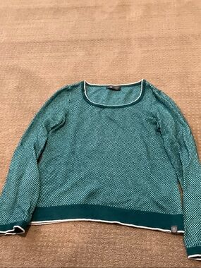 The North Face Teal Scoop Neck Knit Sweater with Contrast Trim